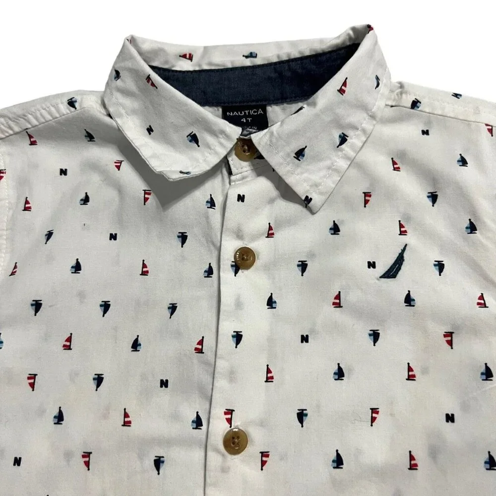 Nautica 4T Sailboat Button Down Shirt & Jogger Pants Set